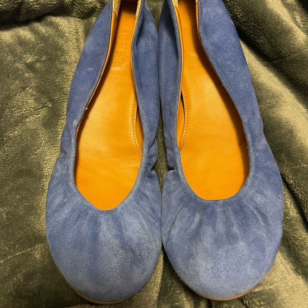 J. Crew Ballet Flats Suede Cornflower Blue Made in Italy Sz 6.5